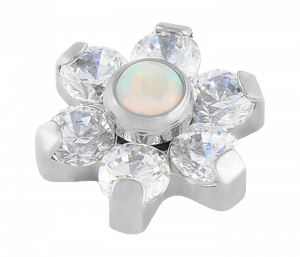 Zirconia Blanca Con Opalo Blanco Nieve