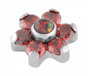 Zirconia Roja Con Opalo Rojo Fuego