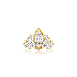 Accesorio Piercing con forma de corona. Disponible en oro blanco, oro amarillo y oro rosa.