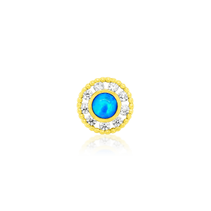 Accesorio Piercing Redondo con 9 piedras Swarovski y un ópalo sintético azul