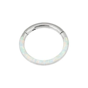 The 'Eos' White Cabochon Opal Hinged Ring